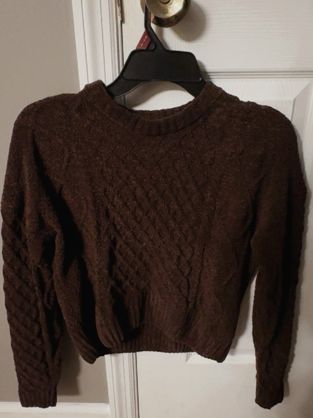 Pink Republic Brown Cable Knit Crewneck Sweater